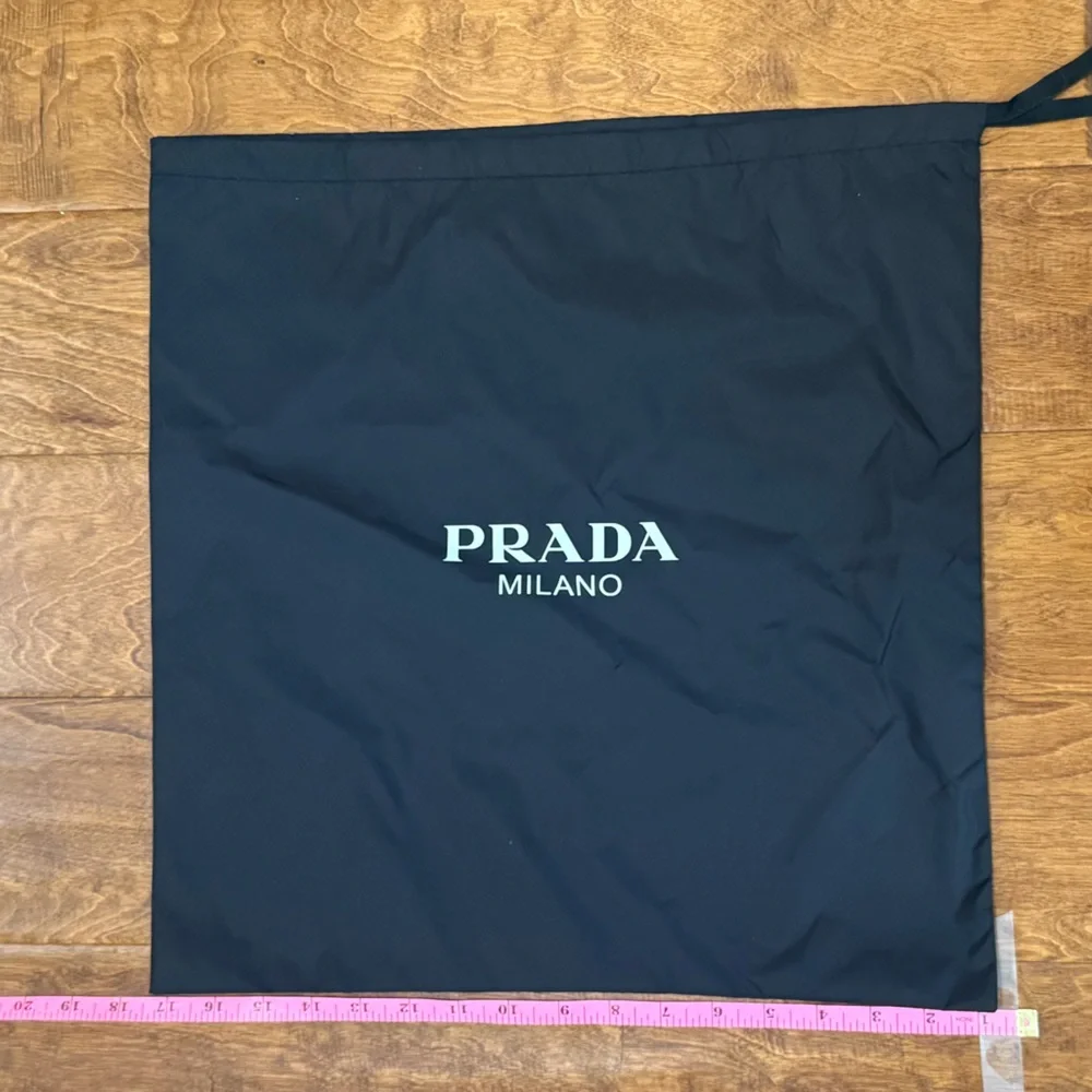 New Prada Black Nylon Drawstring Bag 17x17